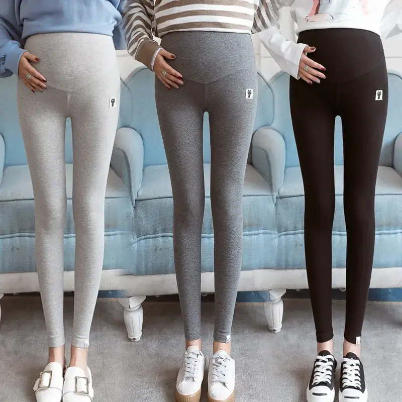 Pregnant Women's Grey Nine Point Leggings - Image 4