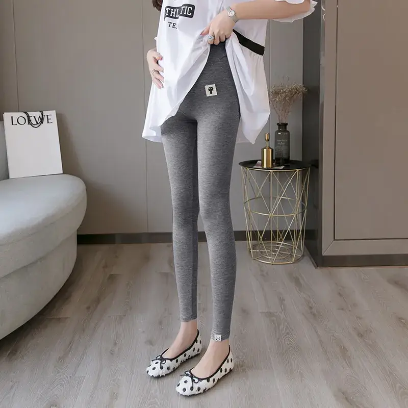 Pregnant Women's Grey Nine Point Leggings — feature 2