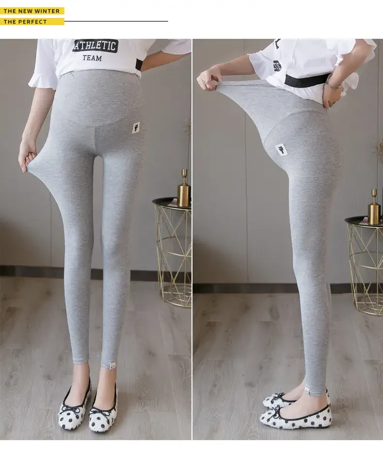 Pregnant Women's Grey Nine Point Leggings — feature 21