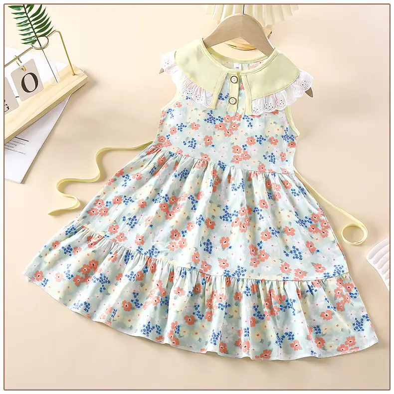 Girls Cotton Printed Summer Dress Sleeveless — feature 12