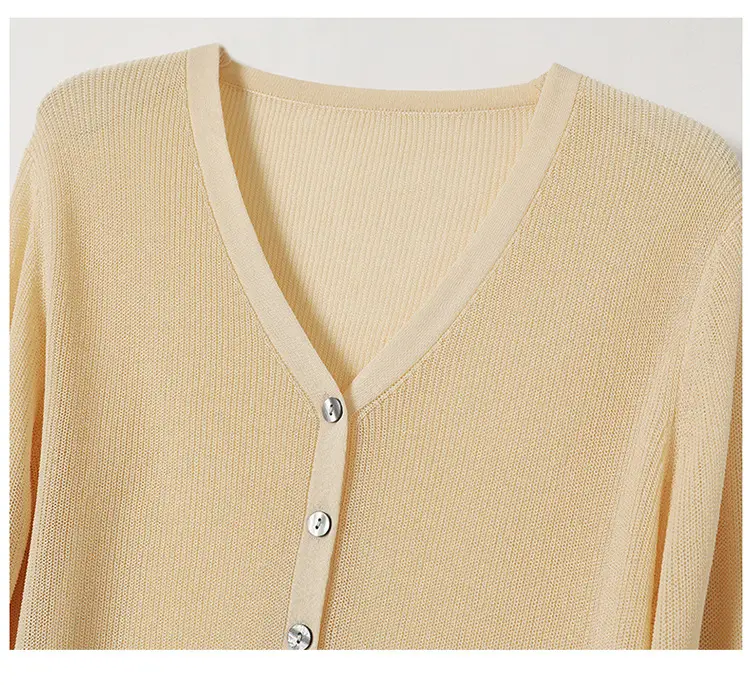 Women's Pink Knitted Cardigan with Hollow Out Sleeves — feature 13