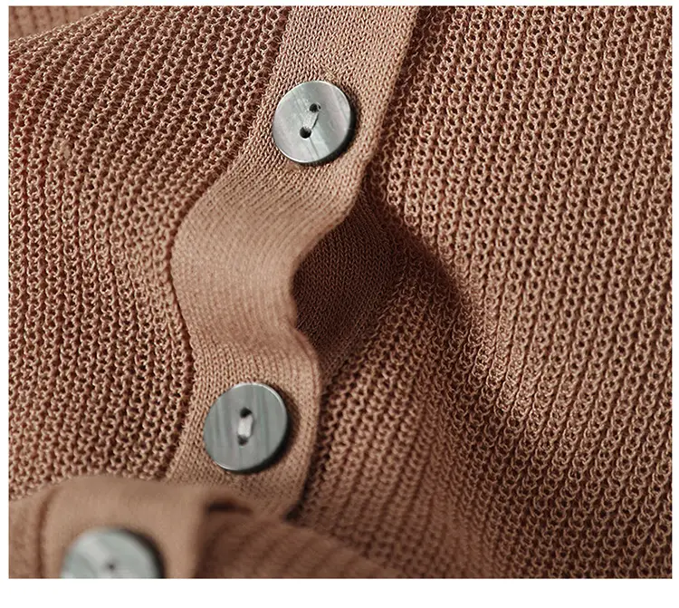 Women's Pink Knitted Cardigan with Hollow Out Sleeves — feature 18
