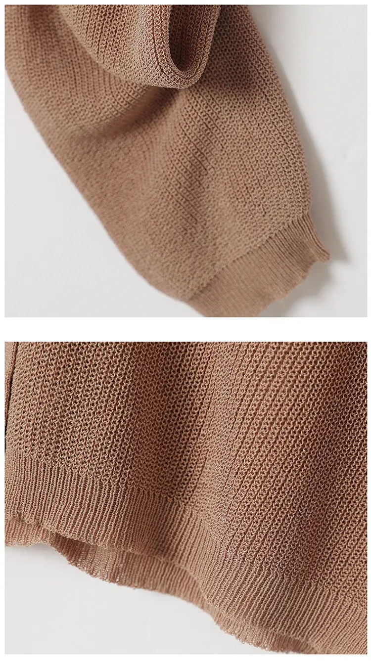 Women's Pink Knitted Cardigan with Hollow Out Sleeves — feature 19