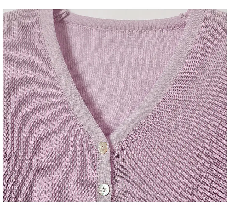 Women's Pink Knitted Cardigan with Hollow Out Sleeves — feature 21