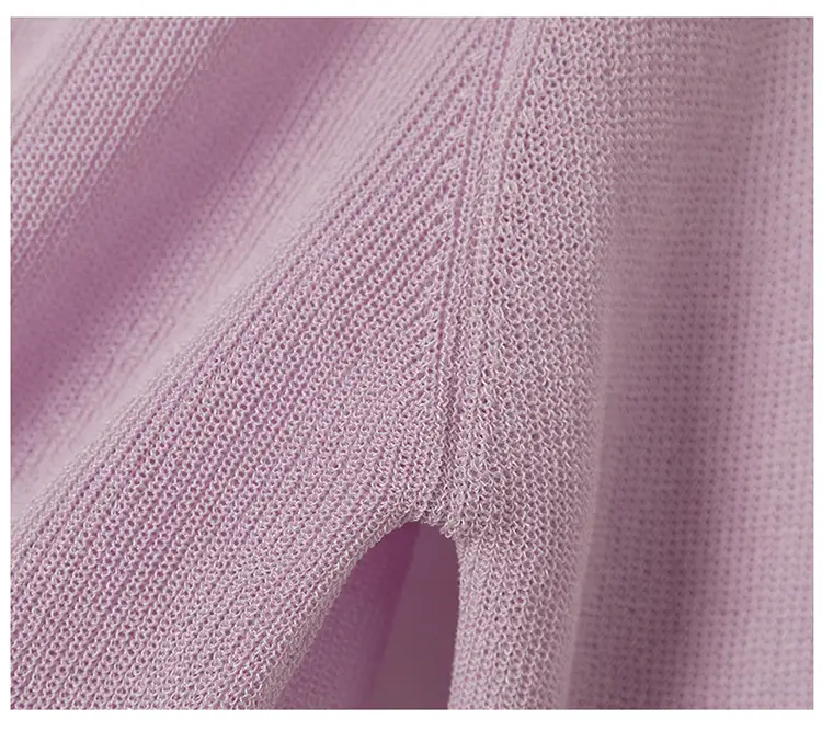 Women's Pink Knitted Cardigan with Hollow Out Sleeves — feature 22