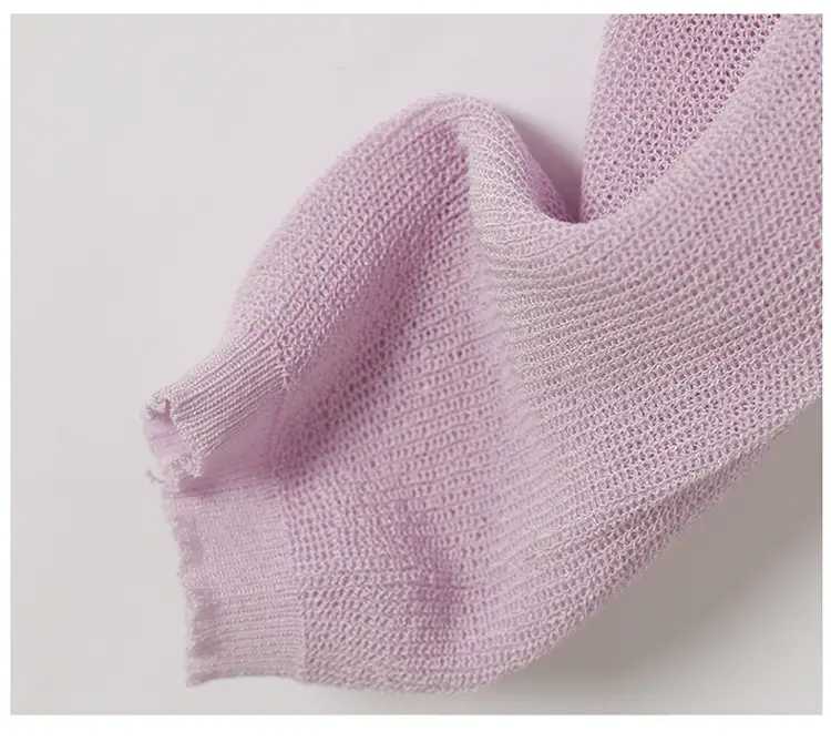 Women's Pink Knitted Cardigan with Hollow Out Sleeves — feature 23