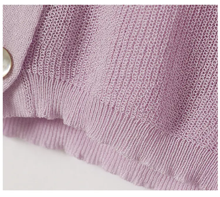 Women's Pink Knitted Cardigan with Hollow Out Sleeves — feature 24