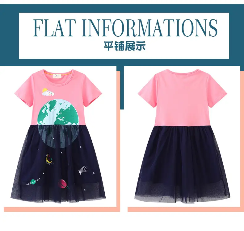 Girls Mesh Embroidered Dress Pink Blue Summer — feature 4
