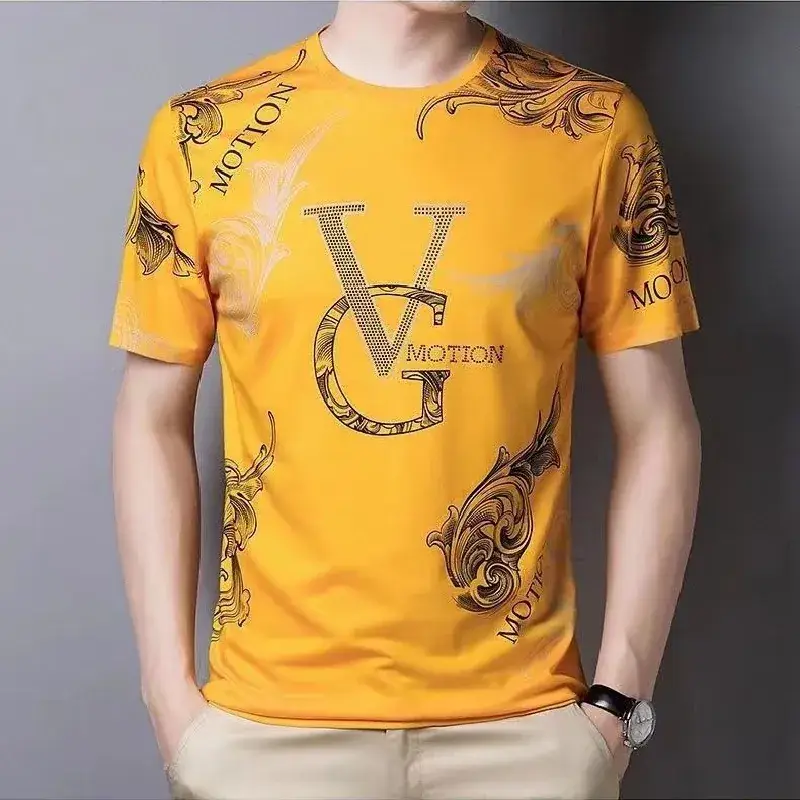 Men Printed T-Shirt Yellow MV Motion Slim Fit - Image 4
