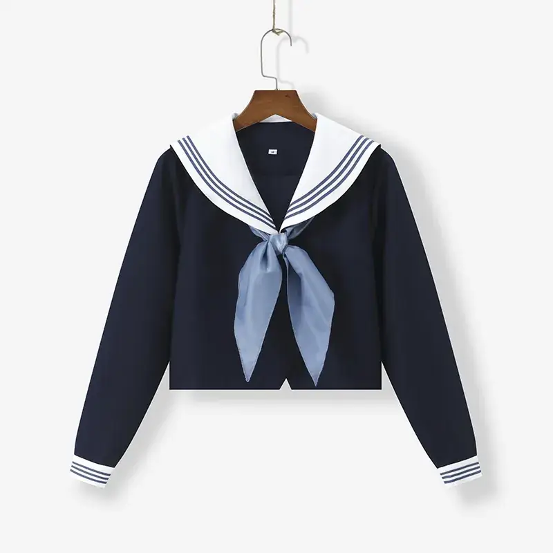 Navy Blue Sailor Shirt with Pleated Skirt - Image 2