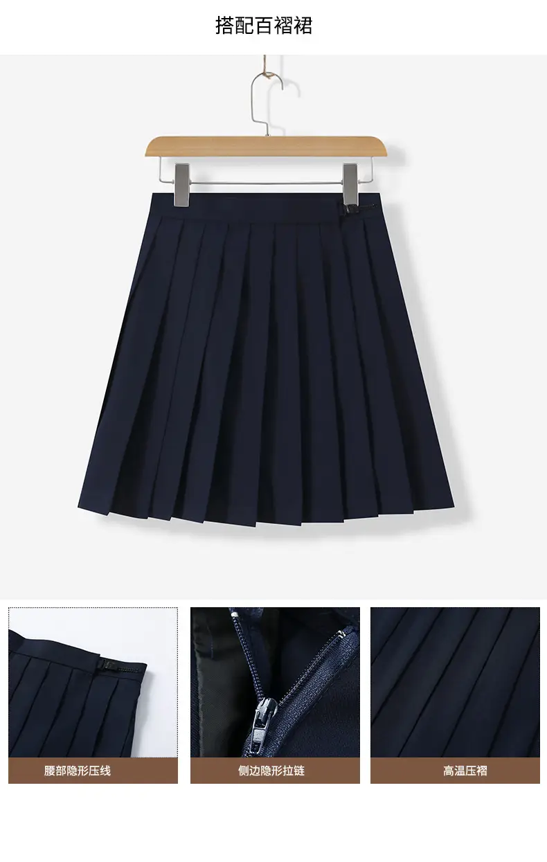 Navy Blue Sailor Shirt with Pleated Skirt — feature 5