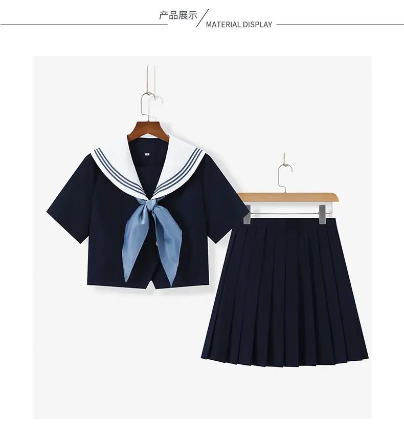 Navy Blue Sailor Shirt with Pleated Skirt — feature 6