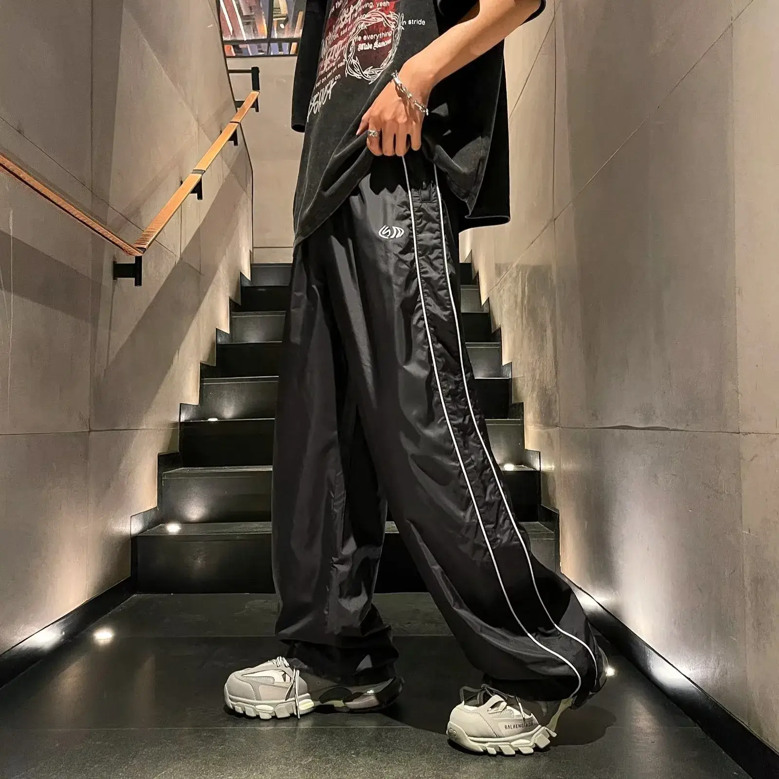 Men's Striped Loose Straight Pants Spring Summer Casual Hong Kong Style - Image 5