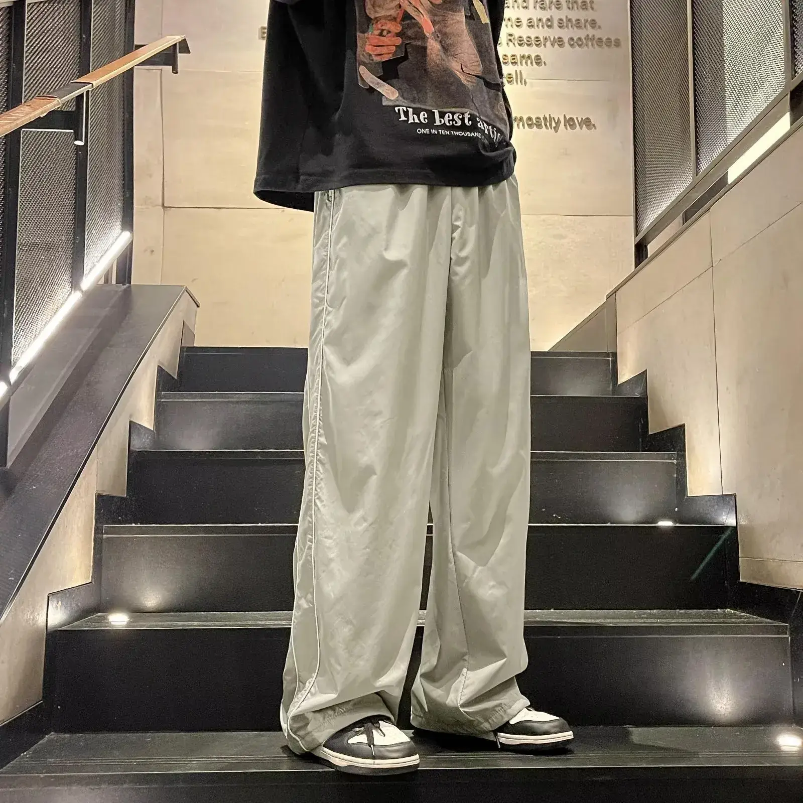 Men's Striped Loose Straight Pants Spring Summer Casual Hong Kong Style - Image 6