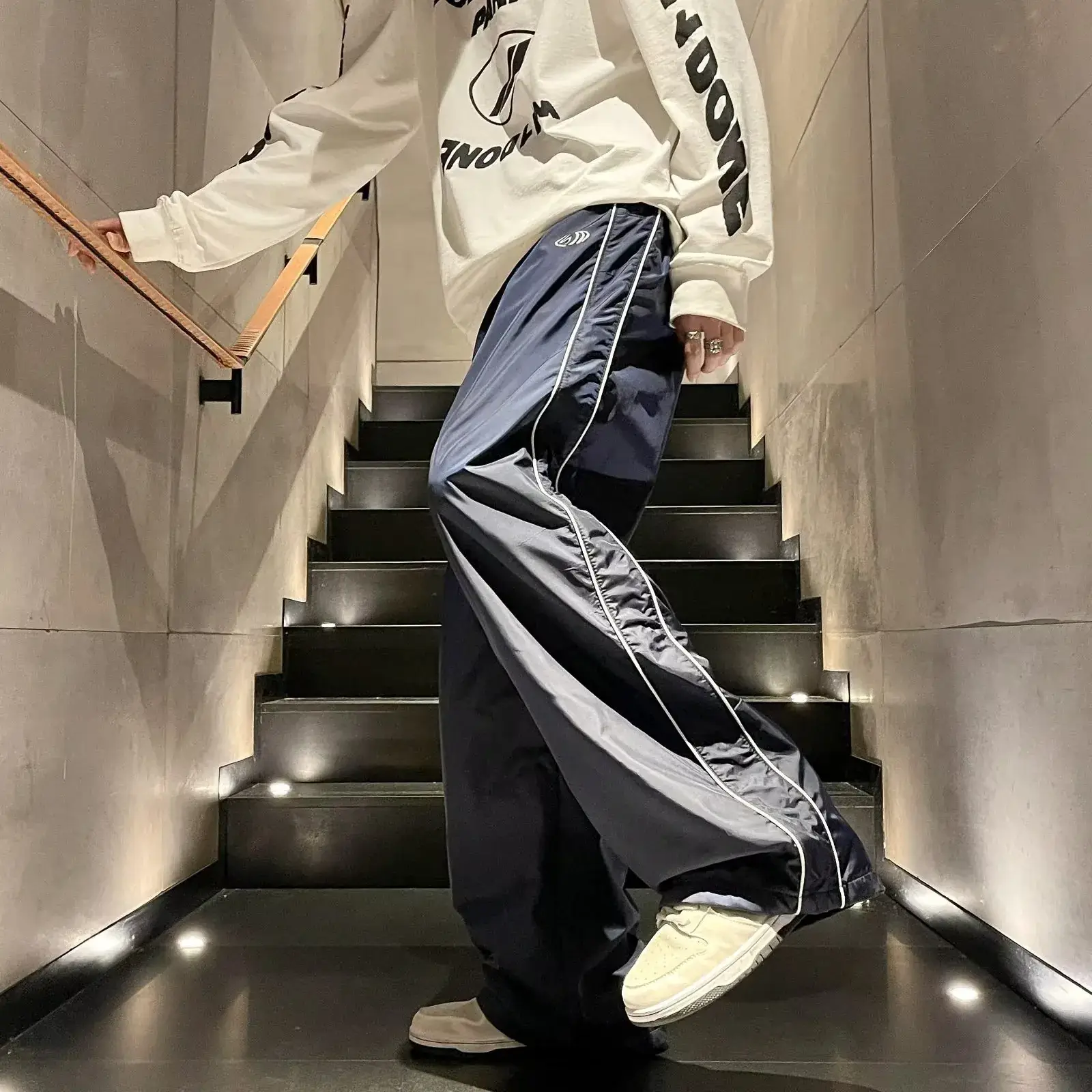 Men's Striped Loose Straight Pants Spring Summer Casual Hong Kong Style - Image 7