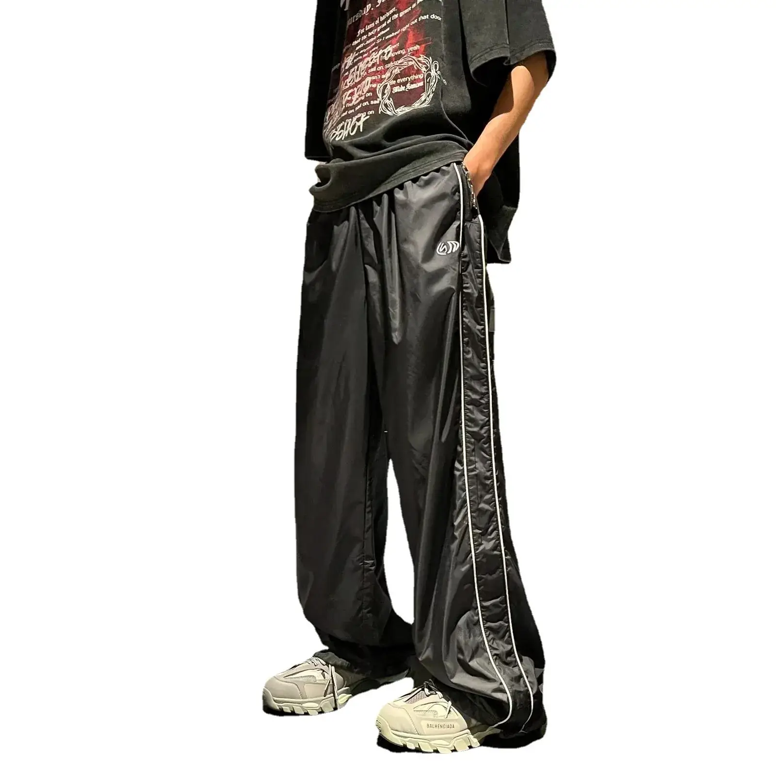 Men's Striped Loose Straight Pants Spring Summer Casual Hong Kong Style - Image 8