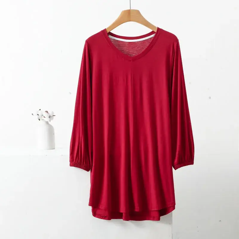 Women's V-Neck Blue Modal T-Shirt Extra Large - Image 13