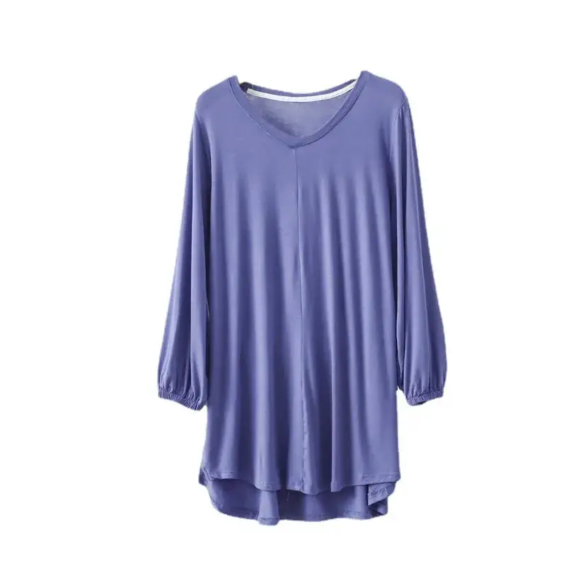 Women's V-Neck Blue Modal T-Shirt Extra Large - Image 16