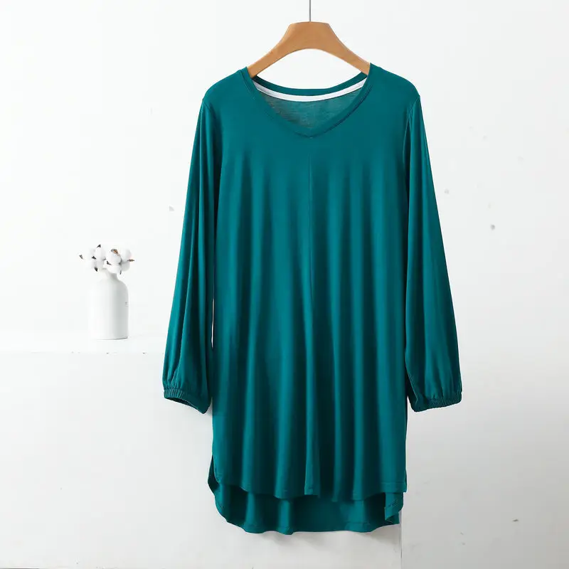 Women's V-Neck Blue Modal T-Shirt Extra Large — feature 14