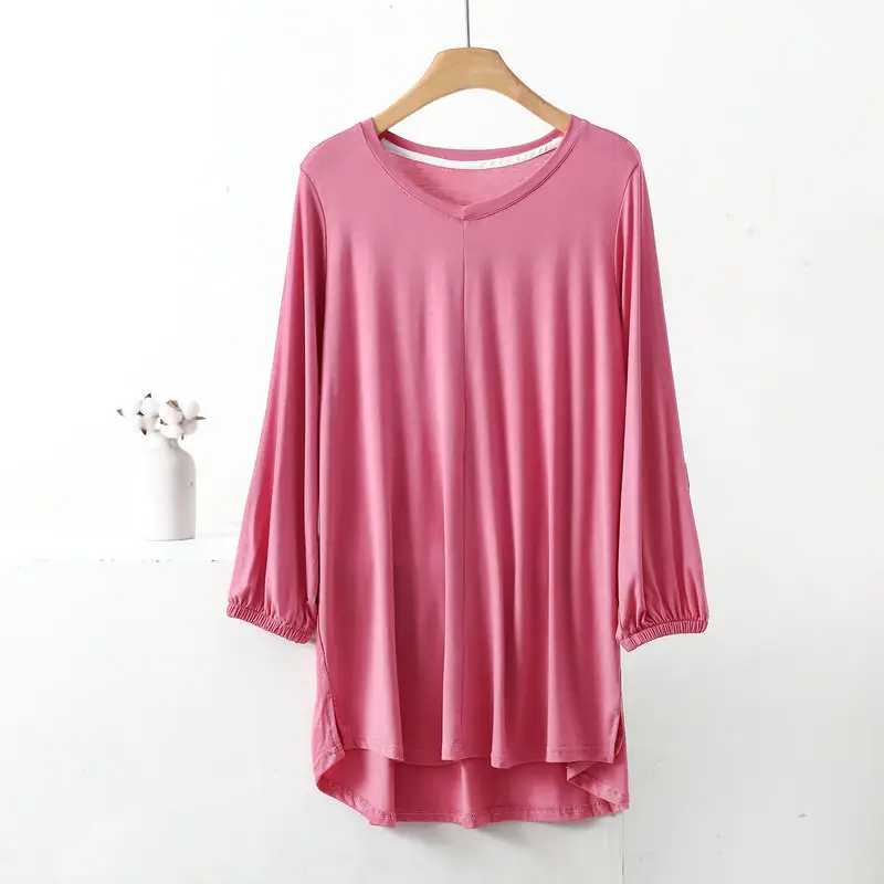 Women's V-Neck Blue Modal T-Shirt Extra Large — feature 15
