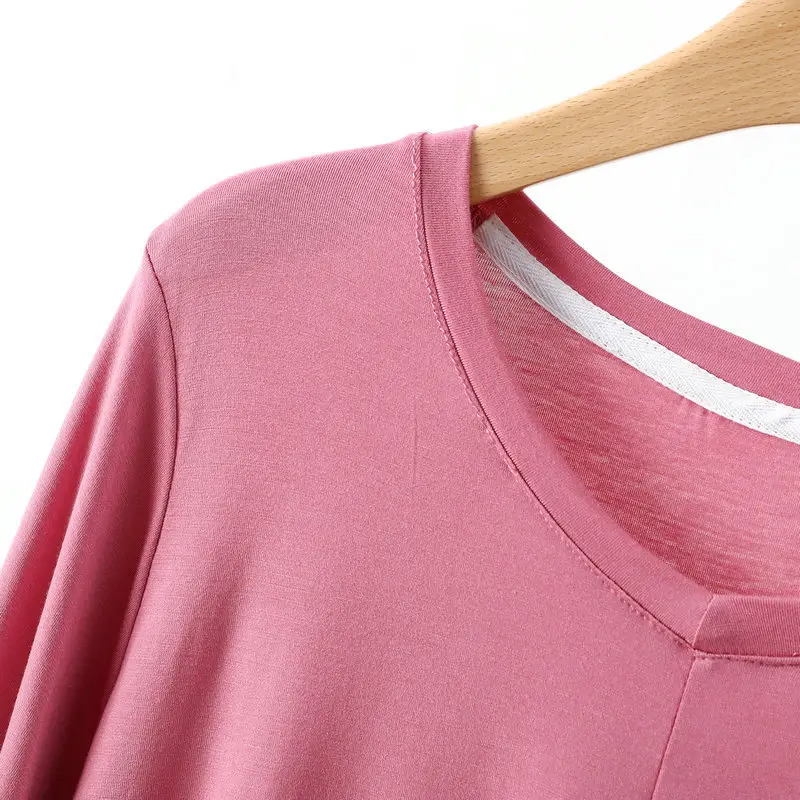 Women's V-Neck Blue Modal T-Shirt Extra Large — feature 18