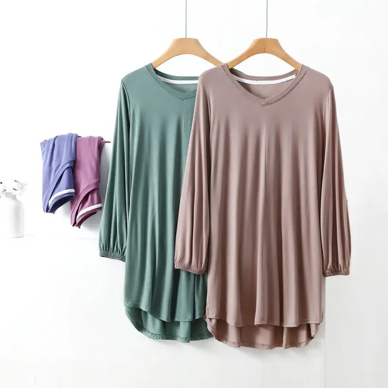 Women's V-Neck Blue Modal T-Shirt Extra Large — feature 4