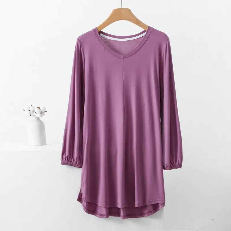 Women's V-Neck Blue Modal T-Shirt Extra Large — feature 6