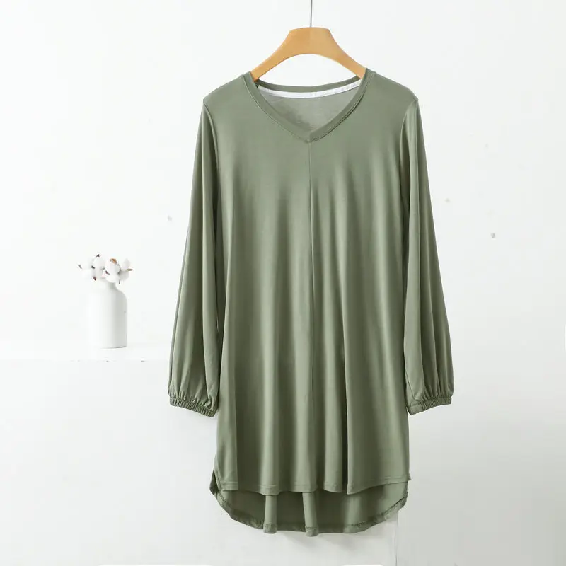 Women's V-Neck Blue Modal T-Shirt Extra Large — feature 8