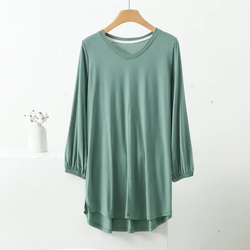 Women's V-Neck Blue Modal T-Shirt Extra Large - Image 11