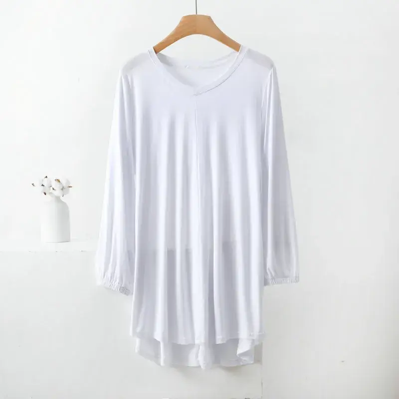 Women's V-Neck Blue Modal T-Shirt Extra Large - Image 5