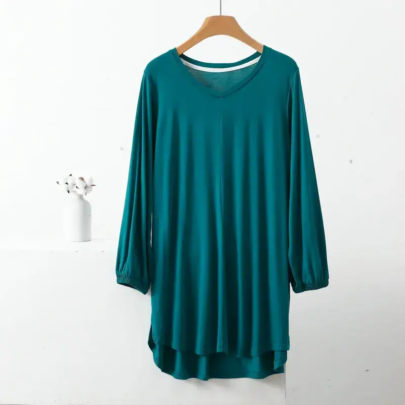 Women's V-Neck Blue Modal T-Shirt Extra Large - Image 7