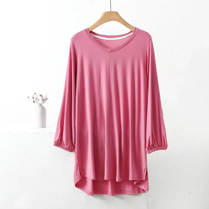 Women's V-Neck Blue Modal T-Shirt Extra Large - Image 8