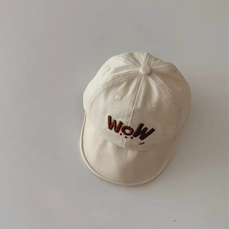 Korean Style Baby Cap with "Wol" Print Brown - Image 2