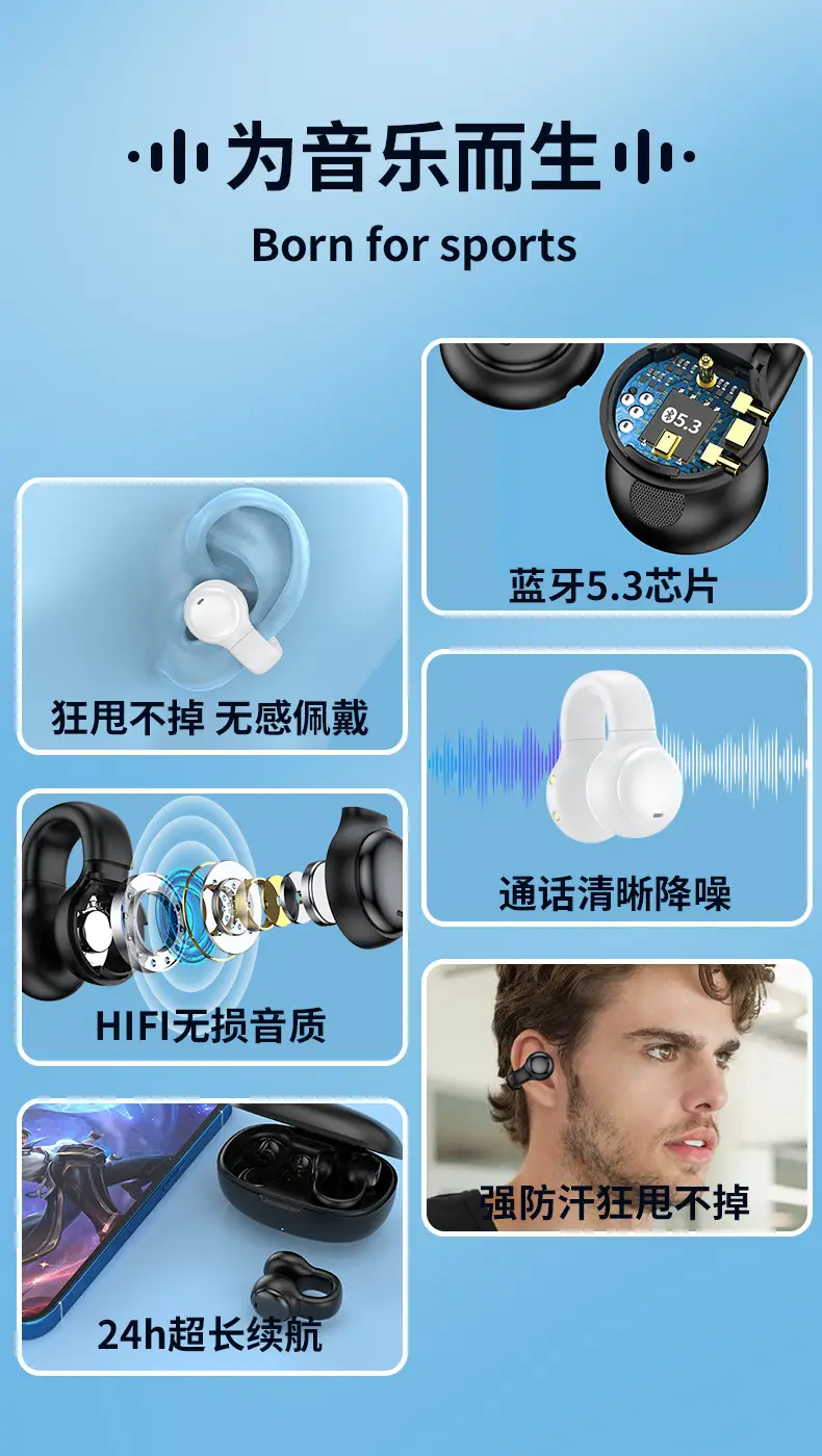 Bluetooth Earbuds with Noise Reduction & Bone Conduction — feature 24