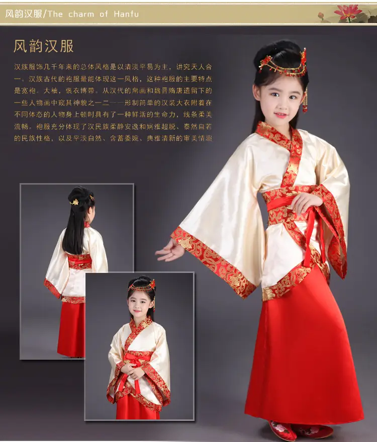 Children Hanfu Dress Red White Spring Suit for Girls — feature 5