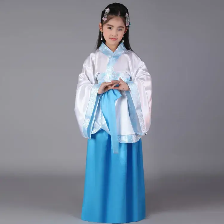 Children Hanfu Dress Red White Spring Suit for Girls