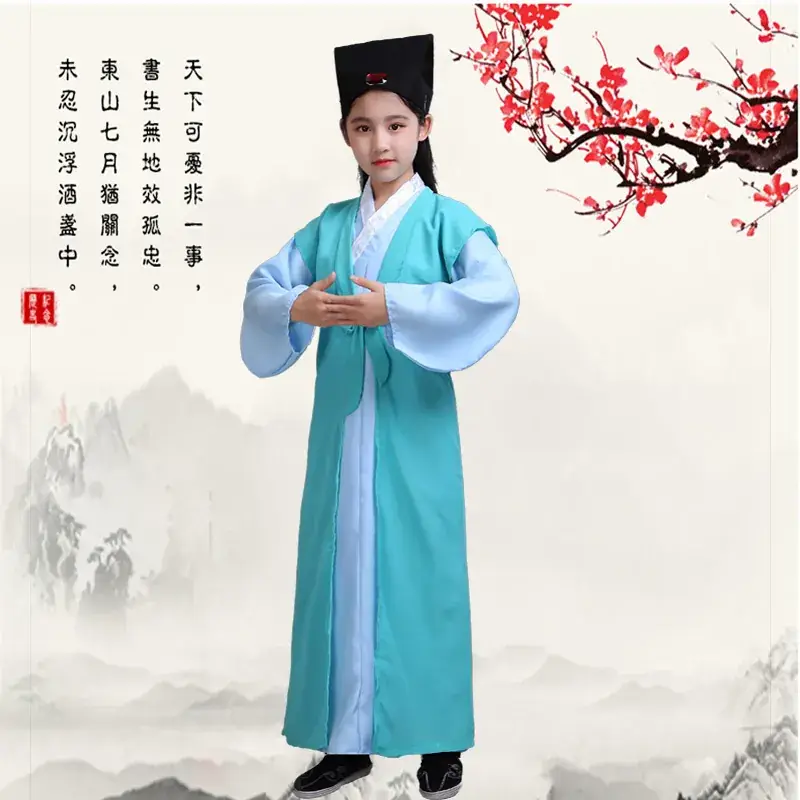 Children Hanfu Dress Red White Spring Suit for Girls