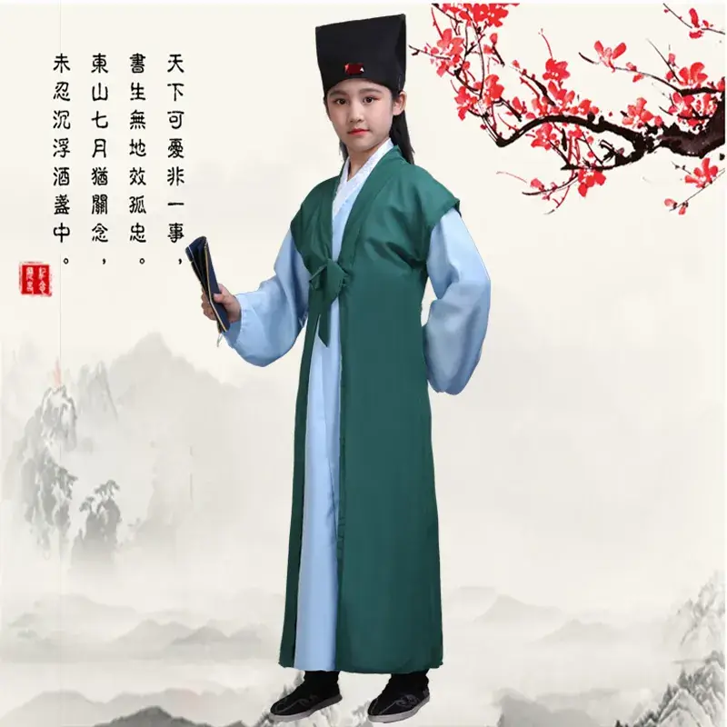 Children Hanfu Dress Red White Spring Suit for Girls