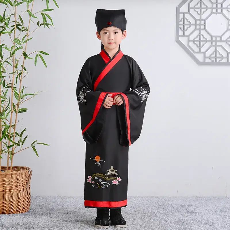 Children Hanfu Dress Red White Spring Suit for Girls