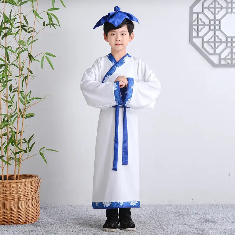 Children Hanfu Dress Red White Spring Suit for Girls