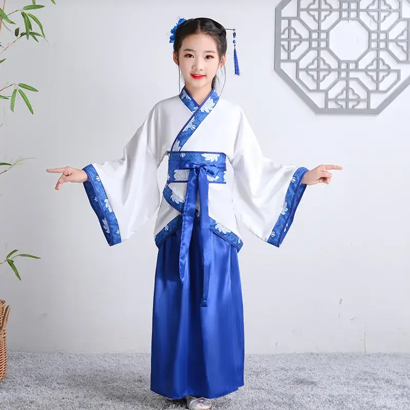 Children Hanfu Dress Red White Spring Suit for Girls