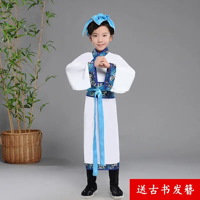 Children Hanfu Dress Red White Spring Suit for Girls
