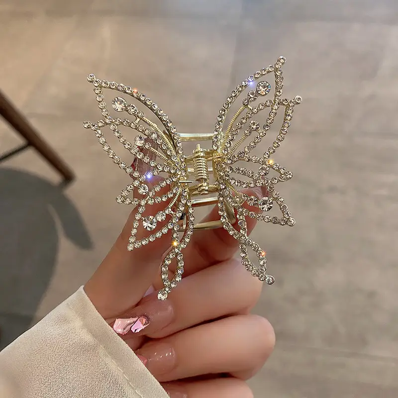 Butterfly Pearl Hair Clip for Women Back of Head - Image 2
