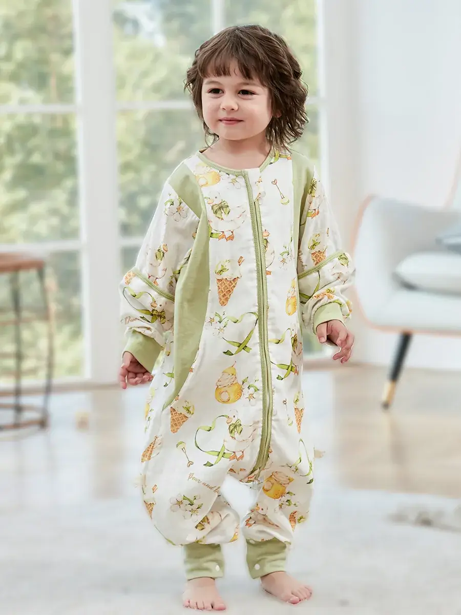 Baby Bamboo Fiber Split-Leg Sleeping Bag with Detachable Sleeves - Image 11