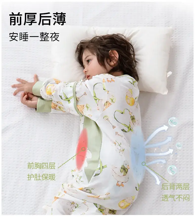 Baby Bamboo Fiber Split-Leg Sleeping Bag with Detachable Sleeves — feature 12
