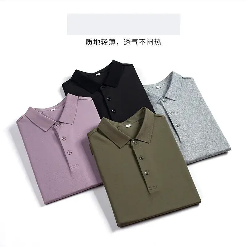 Men's 40s Cotton Polo Shirt Solid Color Lapel Short Sleeve T-Shirt - Image 13