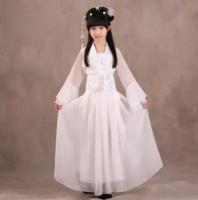 Girls Pink Hanfu Guzheng Performance Costume
