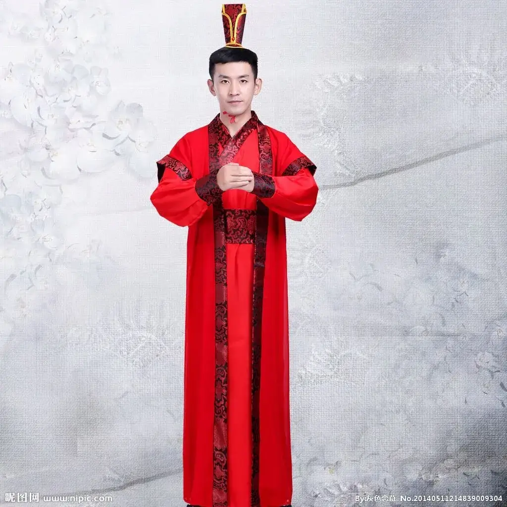 Ancient Hanfu Men's Costume Scholar with Belt and Cap - Image 14