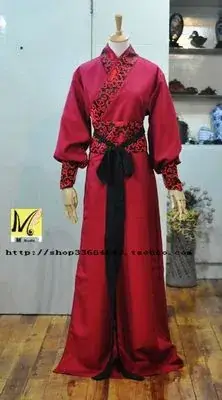 Ancient Hanfu Men's Costume Scholar with Belt and Cap - Image 3