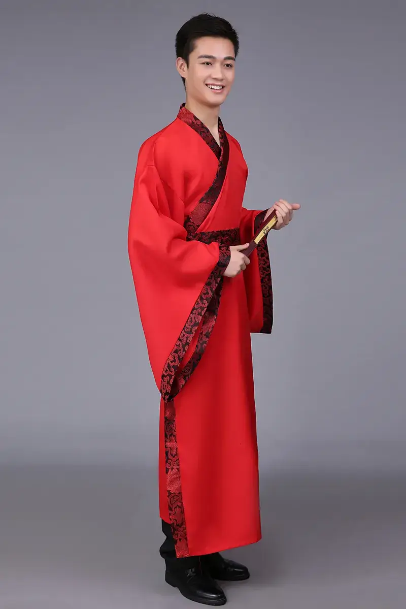 Ancient Hanfu Men's Costume Scholar with Belt and Cap - Image 8
